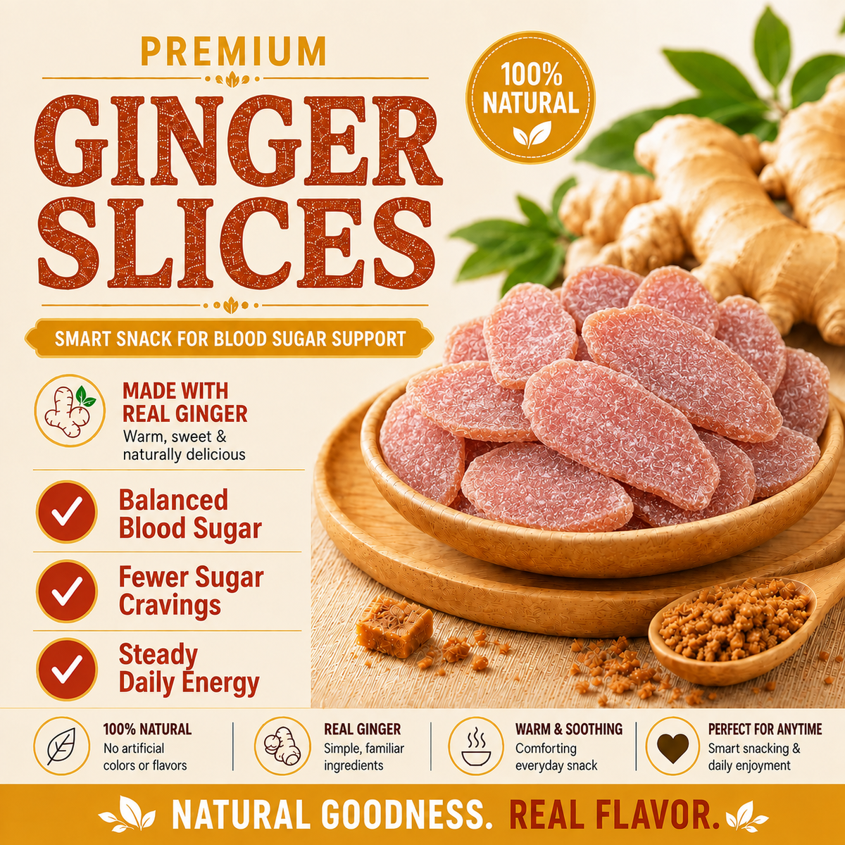 🌼🍾Say goodbye to sugar spikes! 🌿Support healthy glucose metabolism with premium GINGER SLICES - QZE