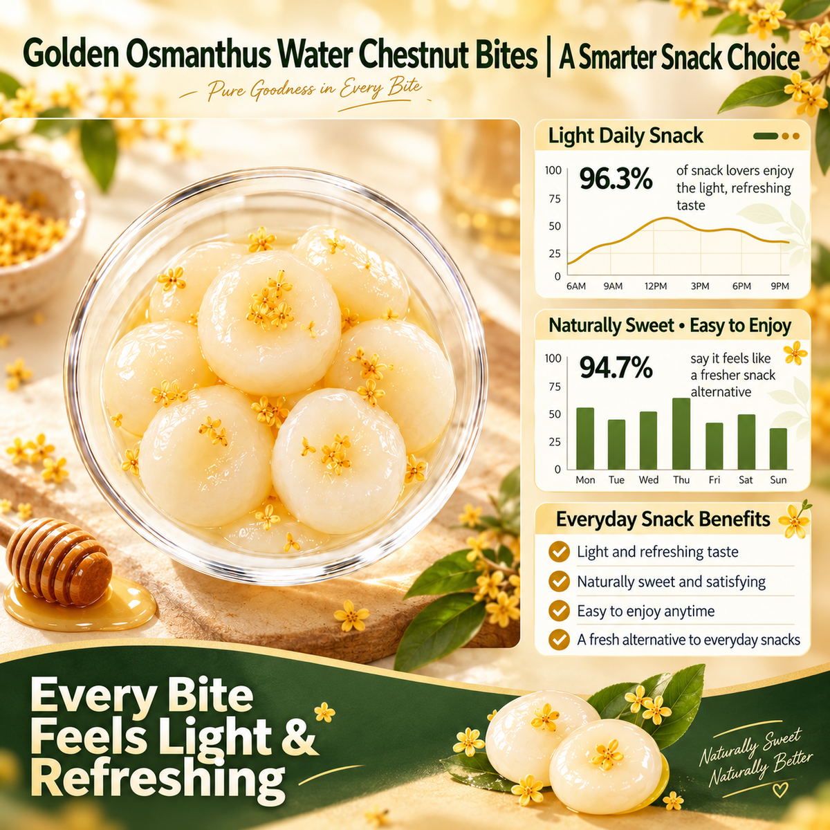 Say goodbye to high-calorie guilt! 💐Satisfy your cravings with our Golden Osmanthus Water Chestnut-QZE