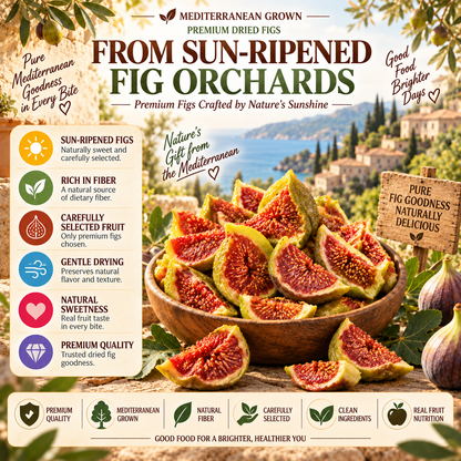 Premium Mediterranean Dried Figs – High Fiber Natural Fruit Snack for Daily Wellness - QZE
