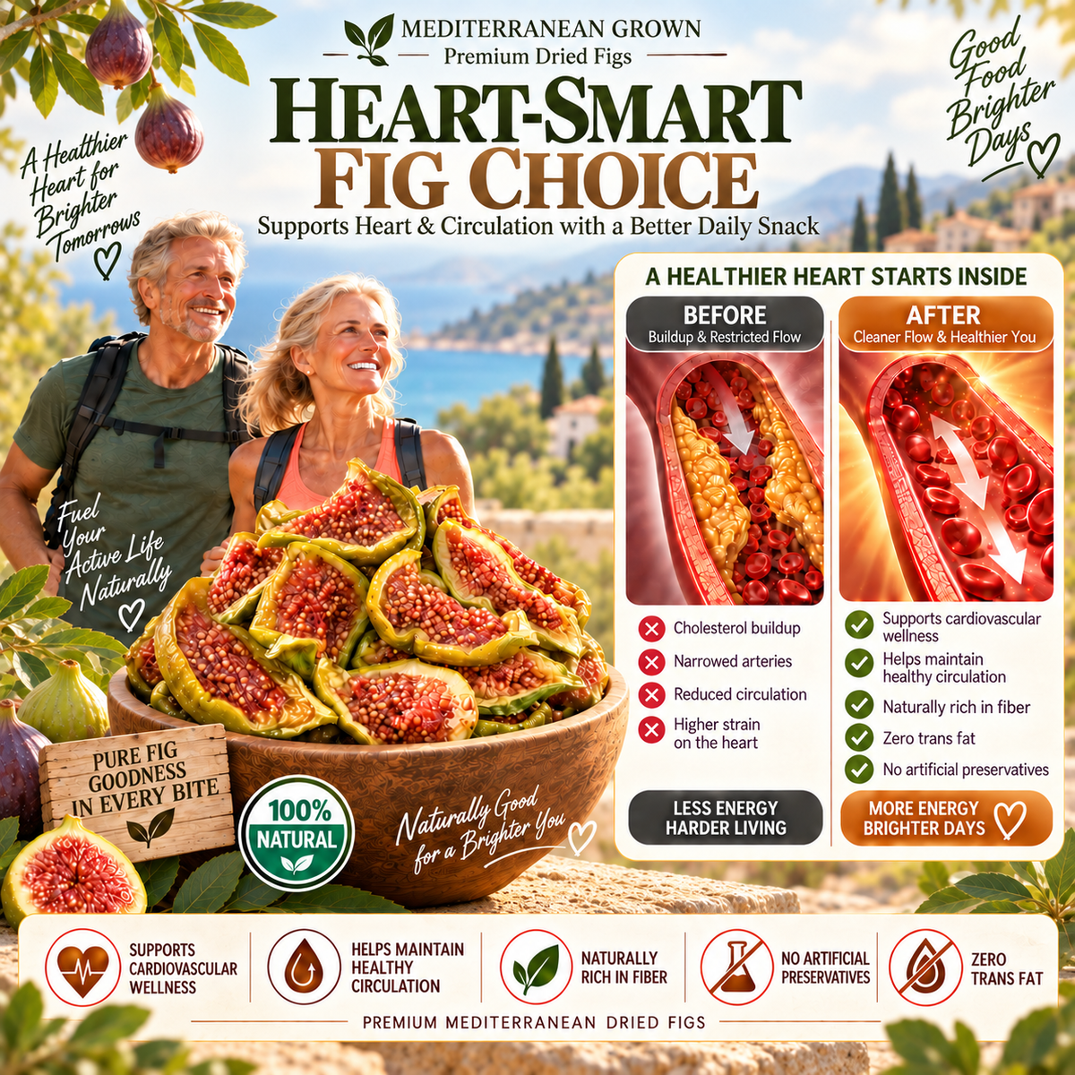 Premium Mediterranean Dried Figs – High Fiber Natural Fruit Snack for Daily Wellness - QZE