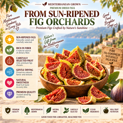 Premium Mediterranean Dried Figs – High Fiber Natural Fruit Snack for Daily Wellness - QZE