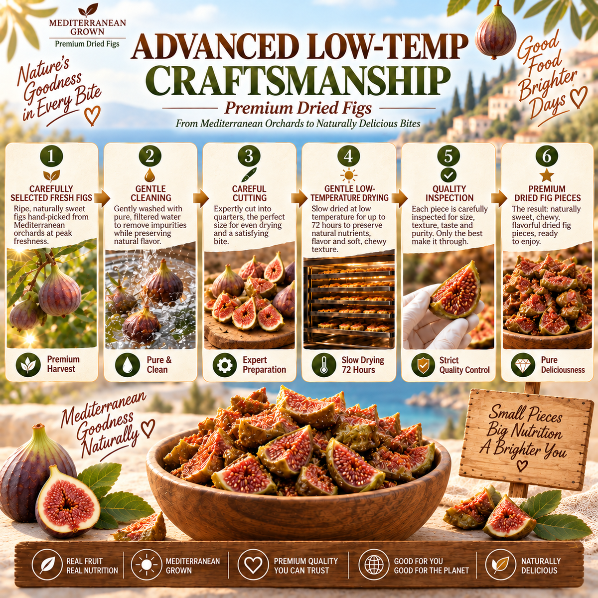 Premium Mediterranean Dried Figs – High Fiber Natural Fruit Snack for Daily Wellness - QZE